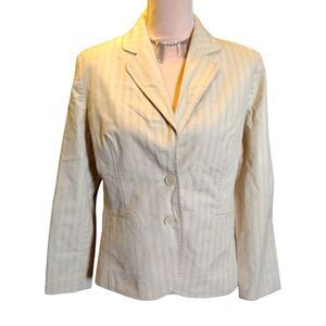 VTG Apostrophe Yellow Striped Single Breasted Fitted Blazer Plussize 14P